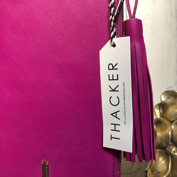 Thacker Fuchsia Leather Clutch-Wristlet RingHandle - Picture 4 of 12